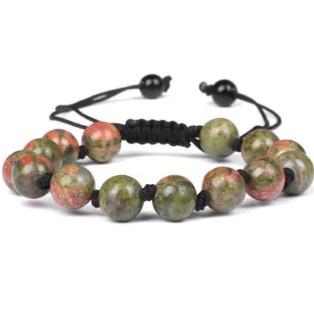 Unakite Bracelet,Gemstone Bracelet,Knotted Drawstring Bracelet